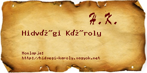 Hidvégi Károly névjegykártya